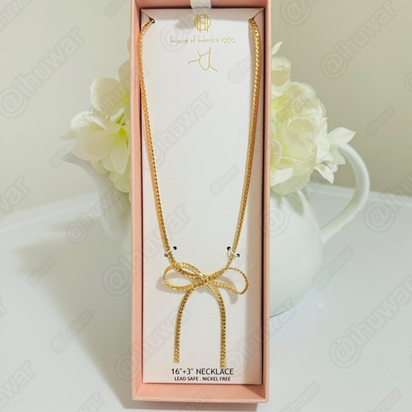 House of Harlow 1960 Gold Bow Necklace NIB - Picture 8 of 10